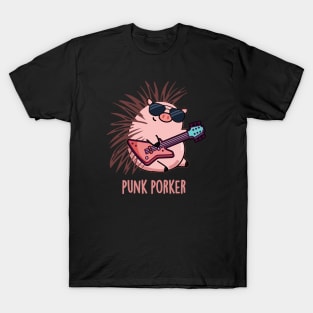 Punk Porker Cute Punk Rocker Pig Pun T-Shirt